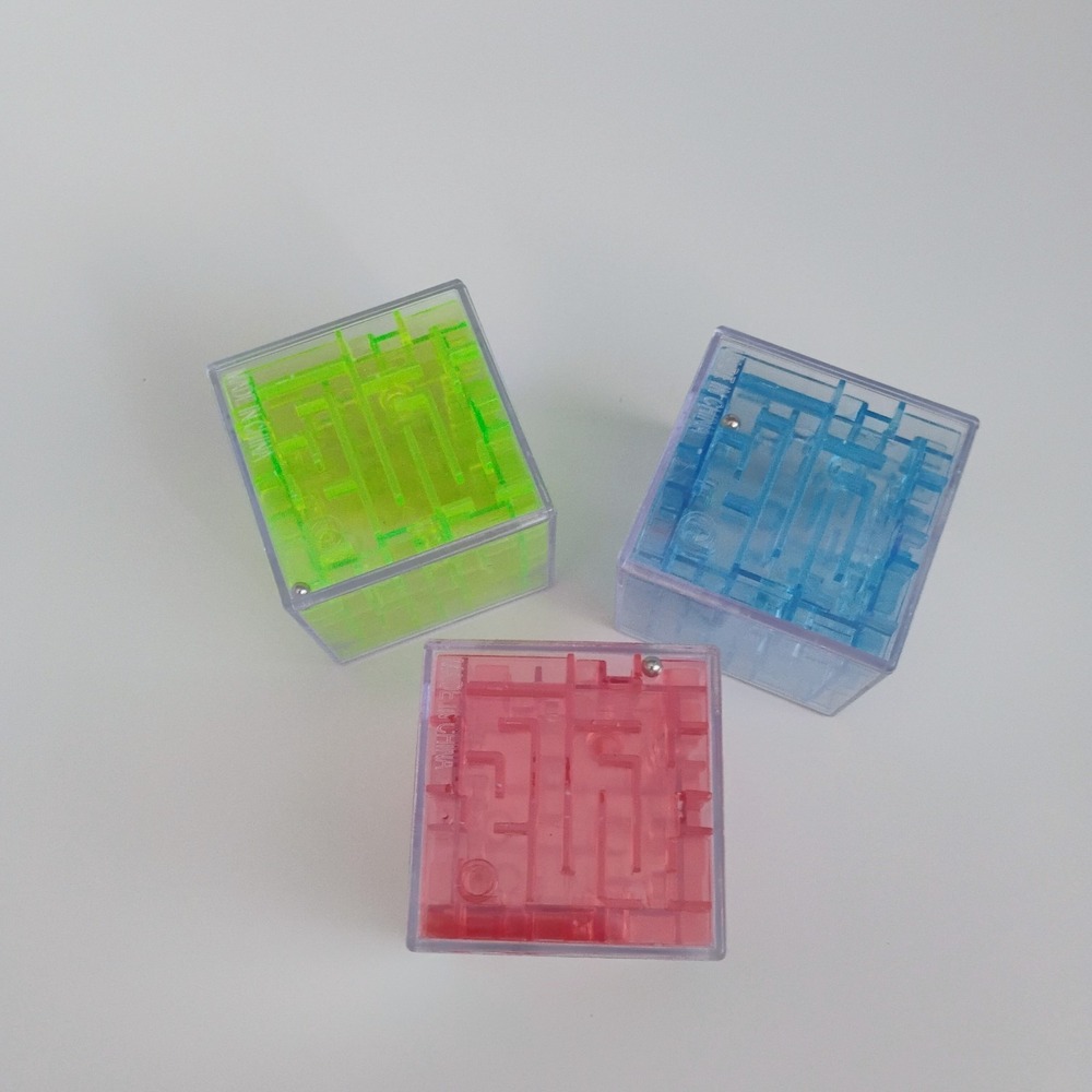 Lot of 3 3D Maze Cube Six Sided Transparent Puzzle Ball Brain Teaser Fidget Toy